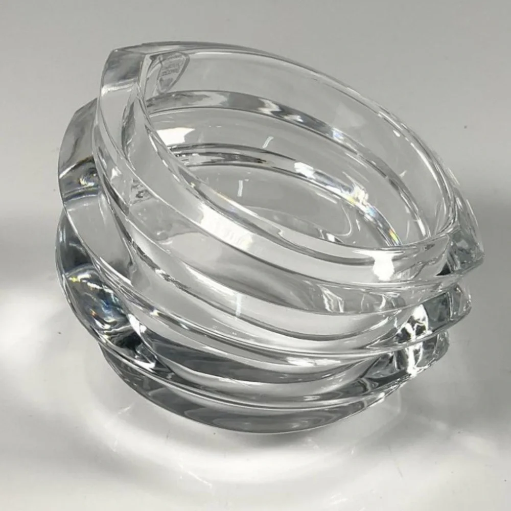 Vintage Orrefors Slanted‎ Stacked Candle Holder Sweden Crystal Art